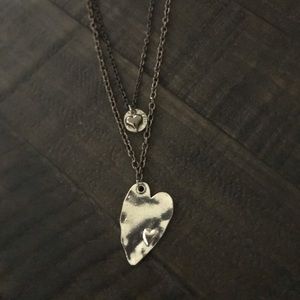 One of a kind artisan Triple heart edgy necklace